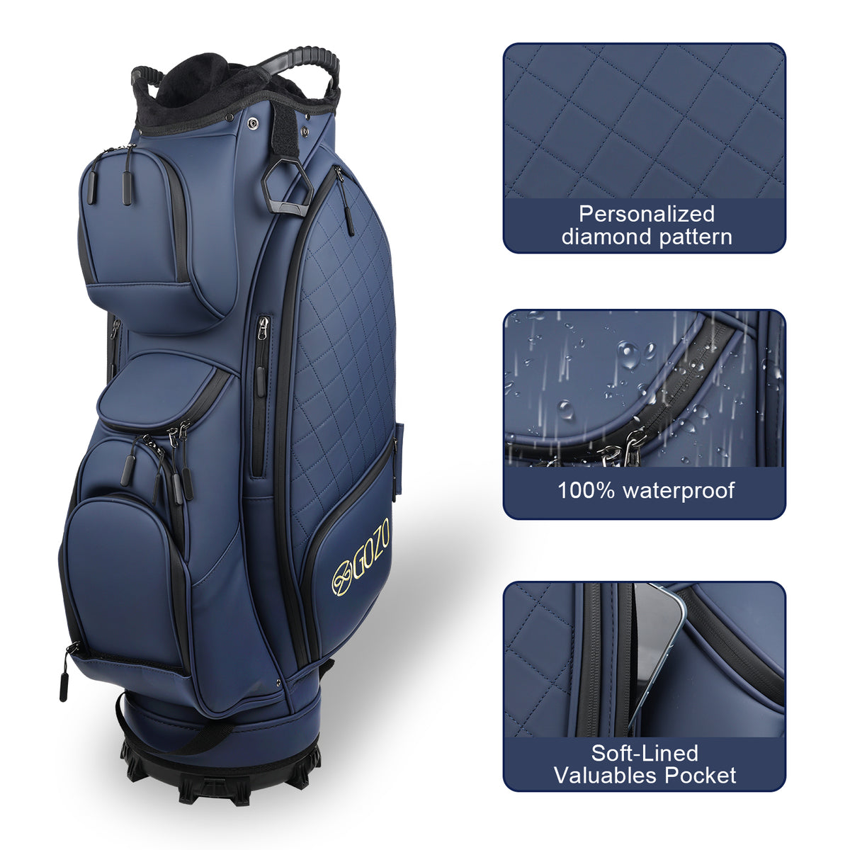 Gozo navy quilted golf cart bag