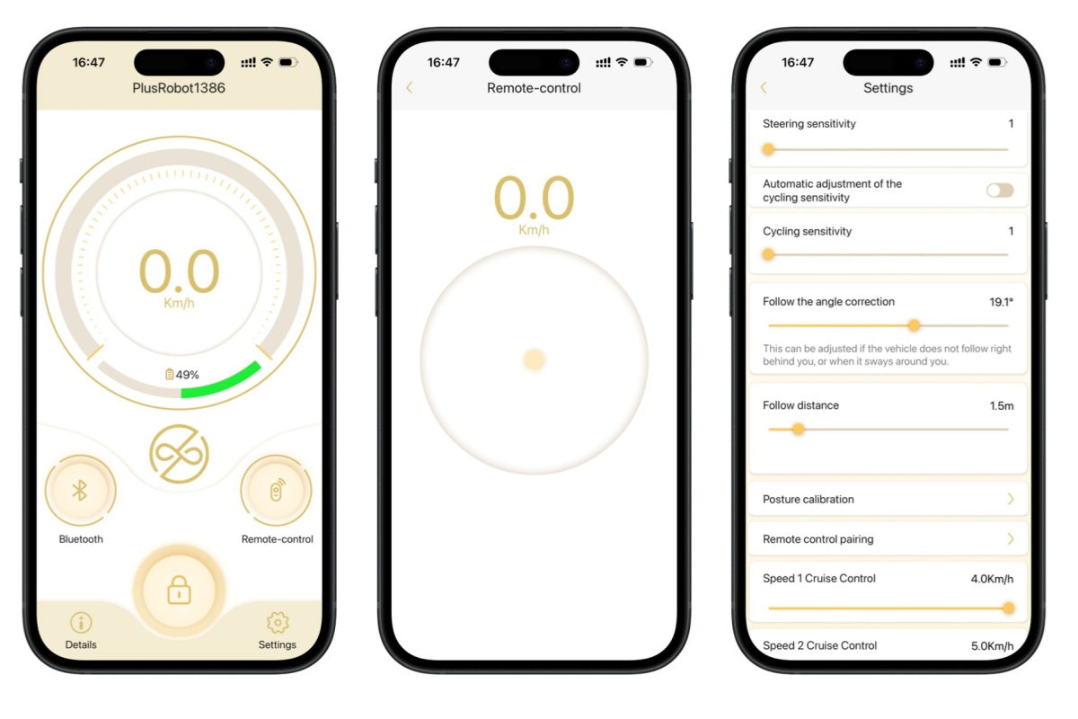 Gozo Caddy app controls and settings